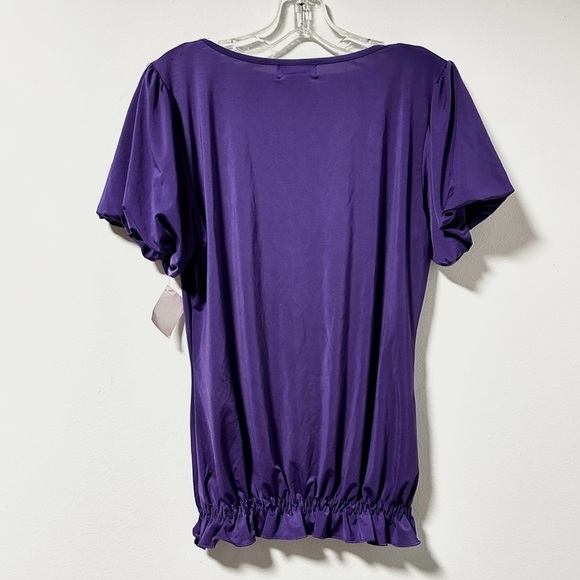 Y2K Fabulosity Purple Gem Embellished Short Sleeve Top Women’s Size XL NWT - Picture 2 of 11